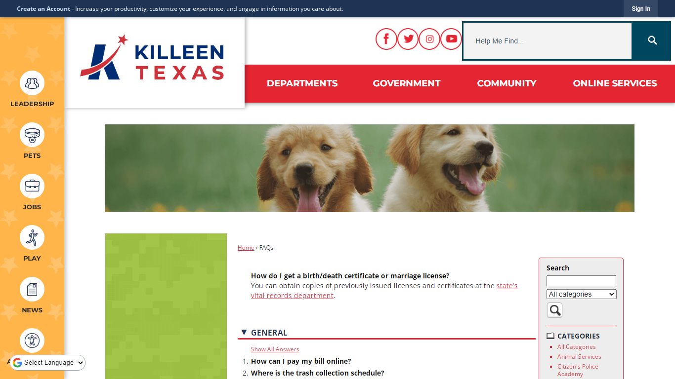 FAQs • Killeen, TX • CivicEngage